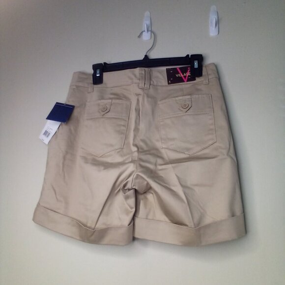 Villager Liz Claiborne Shorts Women 6 Casual Chino Roll Hem Tan - Picture 9 of 14